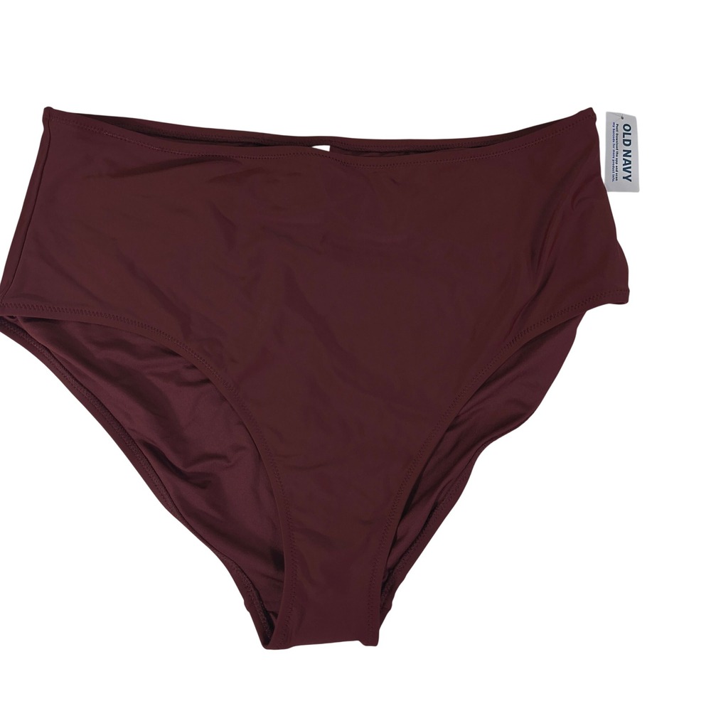 Old Navy Womens XXL Burgundy High Waisted Bikini Bottoms New With Tags